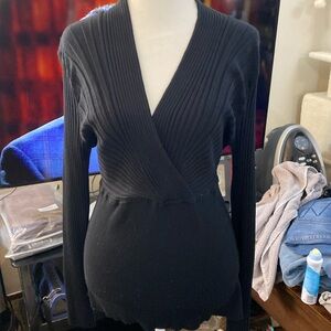 EUC INC Black Ribbed VNeck XL